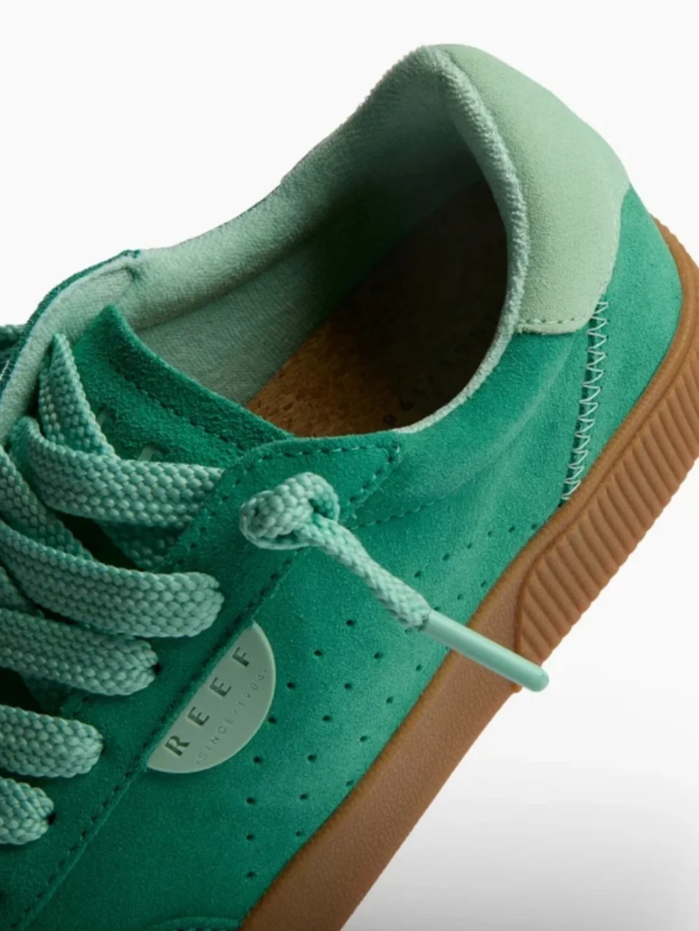 REEF Lay Day Seas Green Duo Women's Leather Suede Lace Up Sneakers